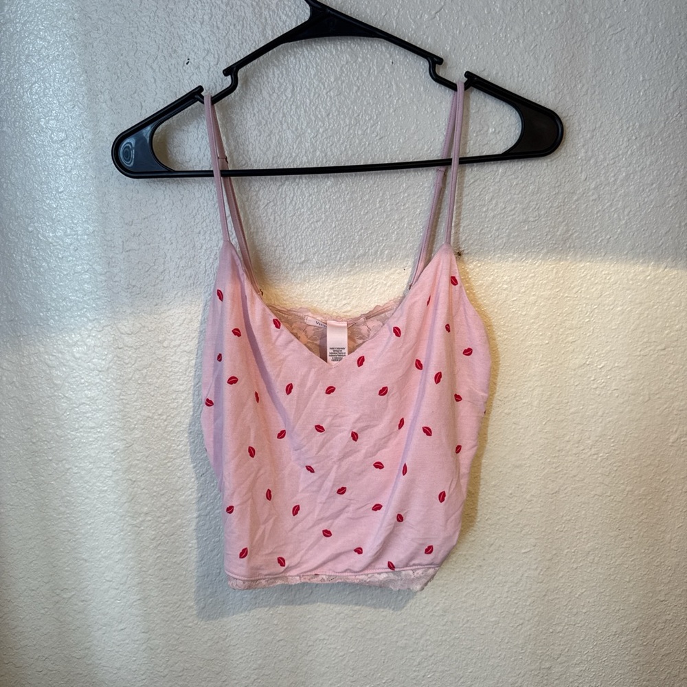 Victoria's Secret Pink Cami with Red Lip Print